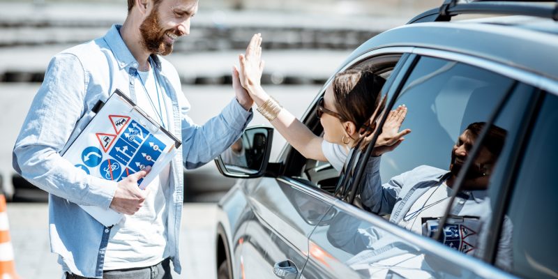 Instructor with driver on the training ground